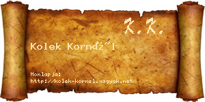 Kolek Kornél névjegykártya